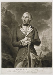リチャードケンプフェルト（1718-82）の肖像後衛海軍大将、リチャードアーロム（1743-1822）のパブによって彫刻されました。ジョン・ボイデル（1719-1804）1782